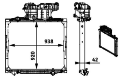 Радіатор води man tga-07,tgs-x -12r-  висока kompletna behr