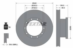 Диск hamulcowa setra 432x45 s300 -02r,mercedes (mb) .06r-/p/textar