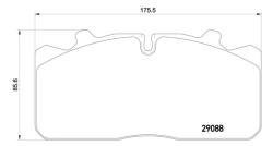 Колодки 29088 man l2000/renault (rvi) mid,d -13r-/pt/ meritor