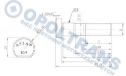 Болт колеса m18x1,5x73mm, man tgl /t/ черная