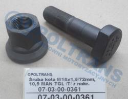 Болт колеса m18x1,5x72mm, man tgl /t/ с nakrętką czerna