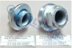 Гайка колеса m22x1,5 alu обод. h=39,sw32 оцинк.