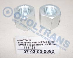 Гайка колеса m22x2 кл.10 sw32 без podkładkładki h=30mm