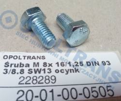 Болт m8x 16/1,25 din 933/8.8 sw13 оцинк.