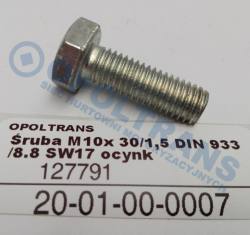 Болт m10x 30/1,5 din 933/8.8 sw17 оцинк.