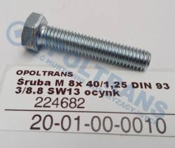 Болт m8x 40/1,25 din 933/8.8 sw13 оцинк.