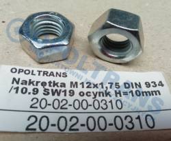 Гайка m12x1,75 din 934/10.9 sw19 оцинк. h=10mm