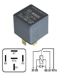 Реле универсальн.30a,12v 5 pin с diodą bosch